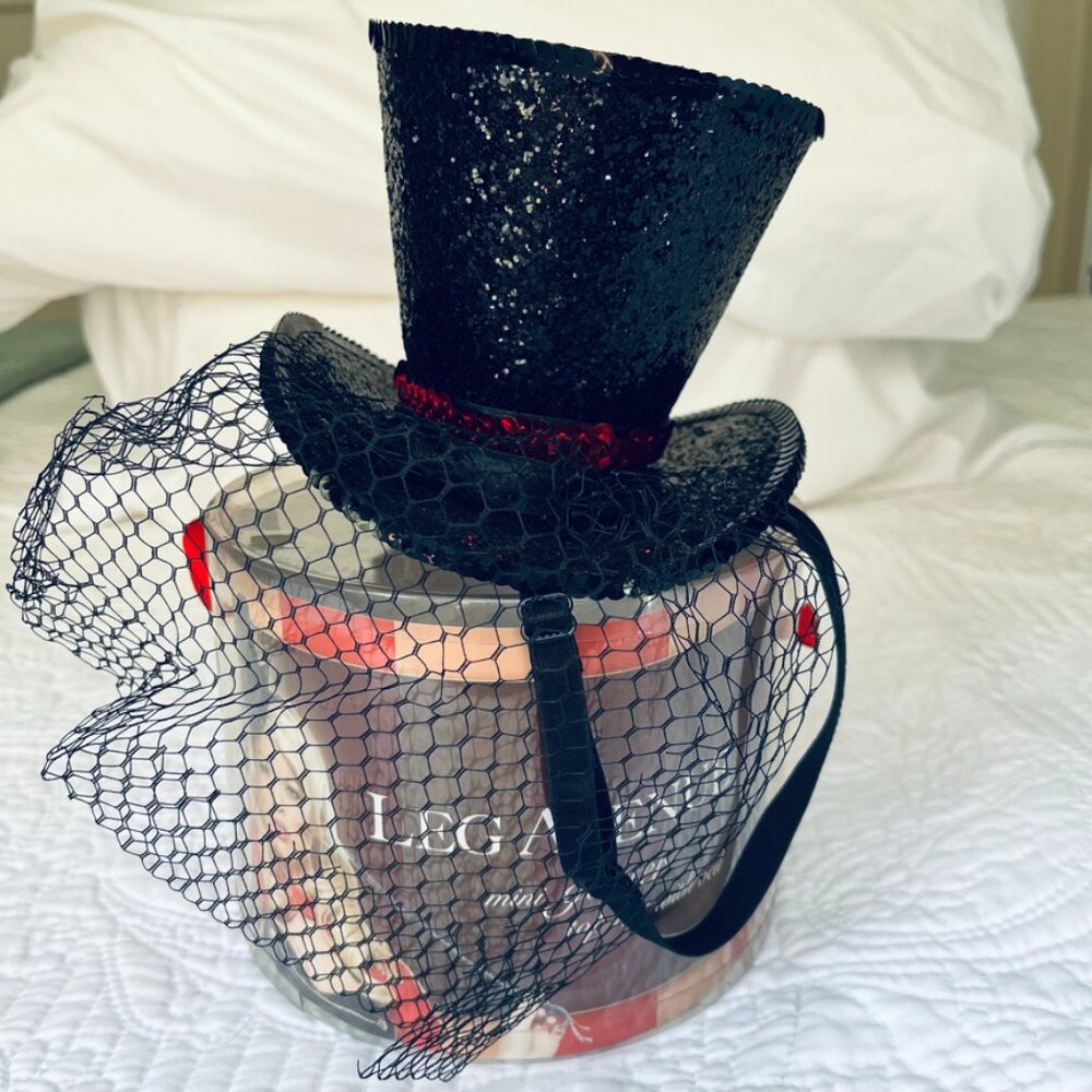 Leg Avenue Mini Glitter Top Hat with Veil Black